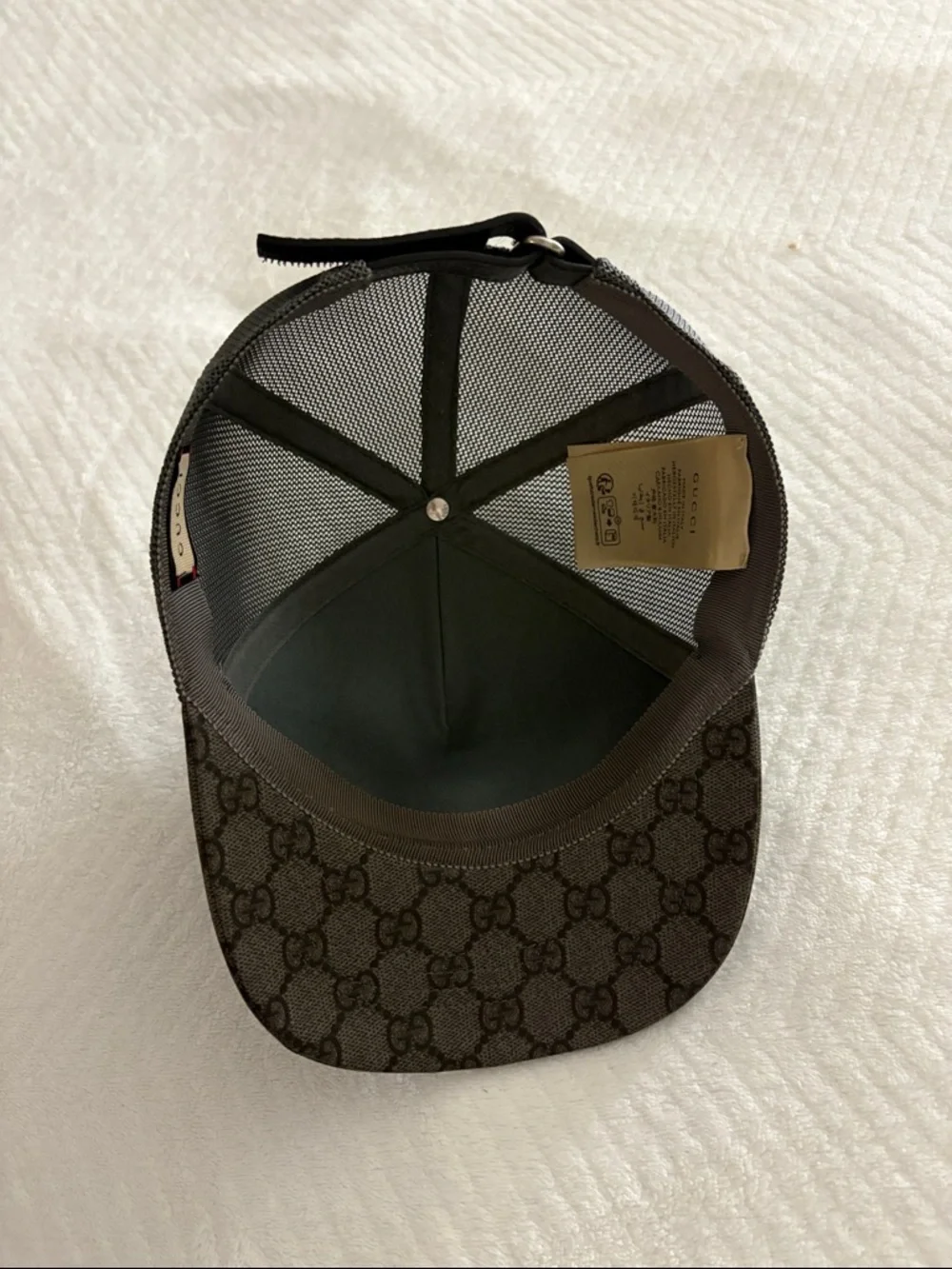 Gucci Brown GG Monogram Trucker Cap with Black Mesh